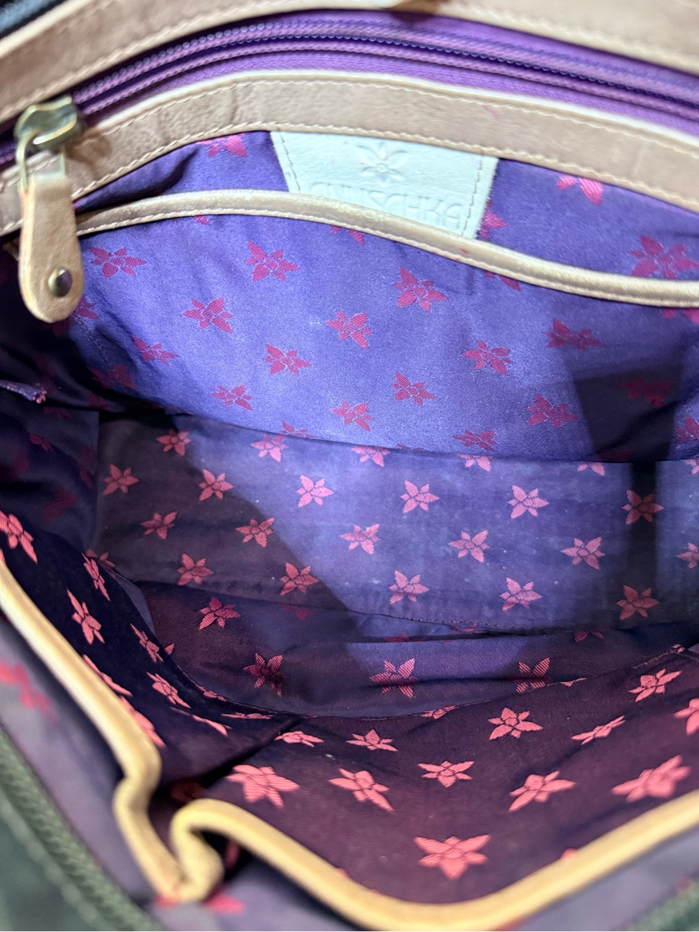 Anuschka Black Tote with Vibrant Tropical Floral Paint and matching wallet - Picture 12 of 12